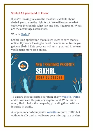 sbxhrl all you need to know