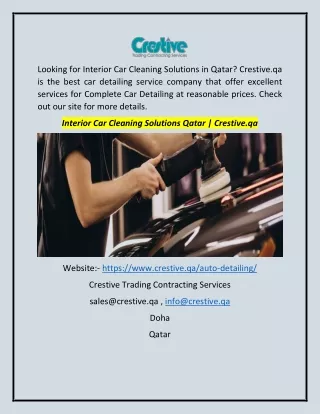 Interior Car Cleaning Solutions Qatar  Crestive.qa