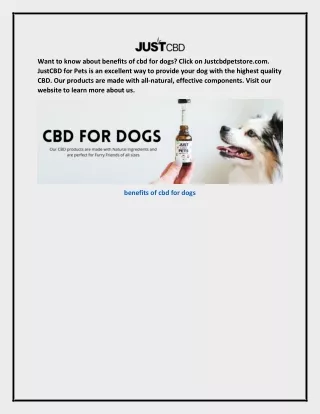 Benefits Of Cbd For Dogs Justcbdpetstore.com