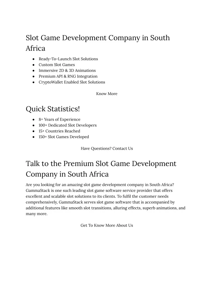 slot game development company in south africa