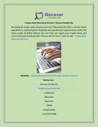 crypto asset recovery services recoverfunds info