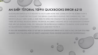 an easy tutorial to fix quickbooks error 6210