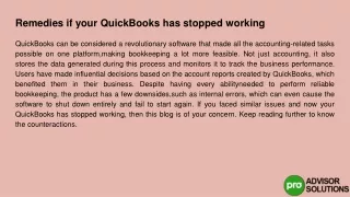 remedies if your quickbooks has stopped working
