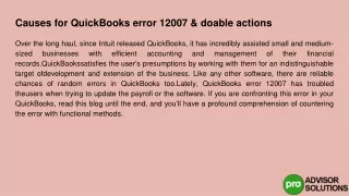 causes for quickbooks error 12007 doable actions