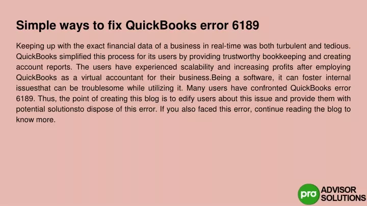 simple ways to fix quickbooks error 6189