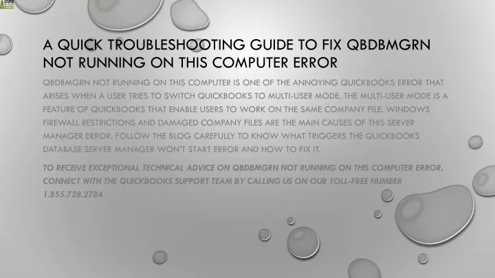 a quick troubleshooting guide to fix qbdbmgrn not running on this computer error