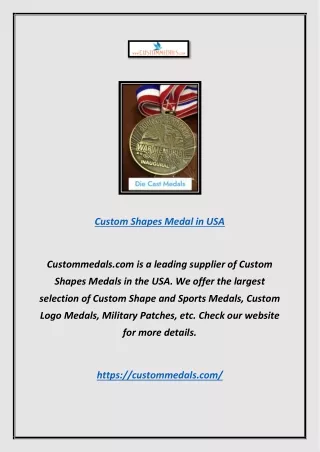 Custom Shapes Medal in Usa | Custommedals.com