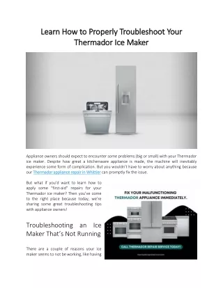 Learn How to Properly Troubleshoot Your Thermador Ice Maker