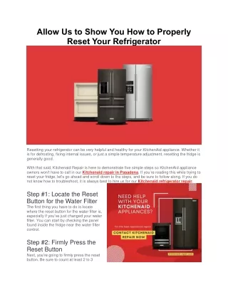 Allow Us to Show You How to Properly Reset Your Refrigerator