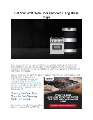 Get Your Wolf Oven Door Unlocked Using These Steps
