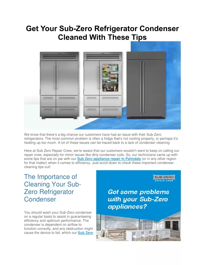get your sub zero refrigerator condenser cleaned