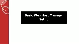 Basic Web Host Manager Setup
