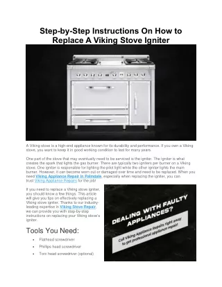 Step-by-Step Instructions On How to Replace A Viking Stove Igniter