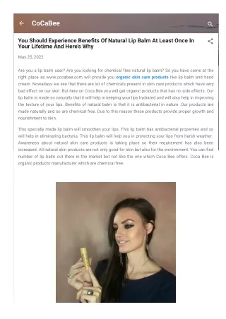 You Should Experience Benefits Of Natural Lip Balm At Least Once In Your Lifetime And Here's Why