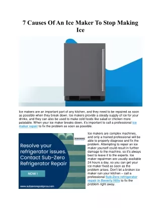 7 Causes Of An Ice Maker To Stop Making Ice