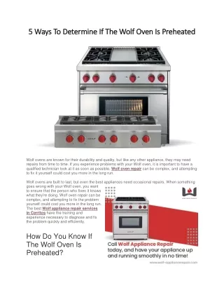5 Ways To Determine If The Wolf Oven Is Preheated