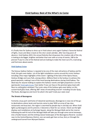 Vivid Sydney Best of the What’s to Come