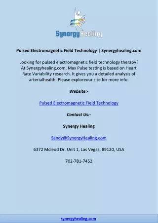 Pulsed Electromagnetic Field Technology | Synergyhealing.com
