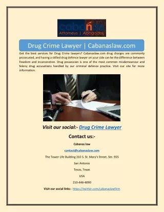 Drug Crime Lawyer | Cabanaslaw.com