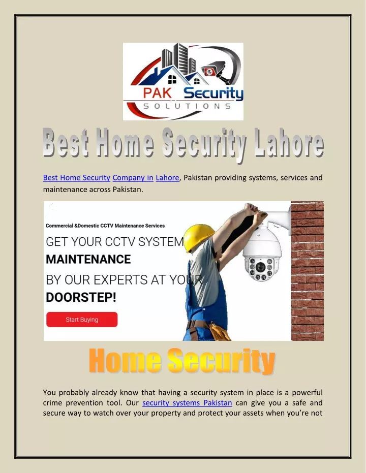 best home security company in lahore pakistan