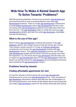 web how to make a rental search app to solve