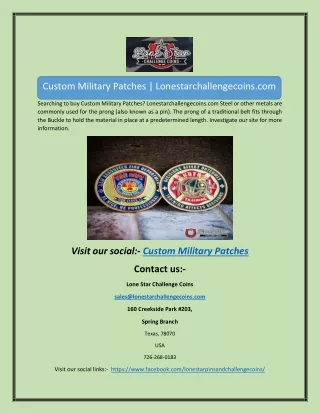 Custom Military Patches | Lonestarchallengecoins.com