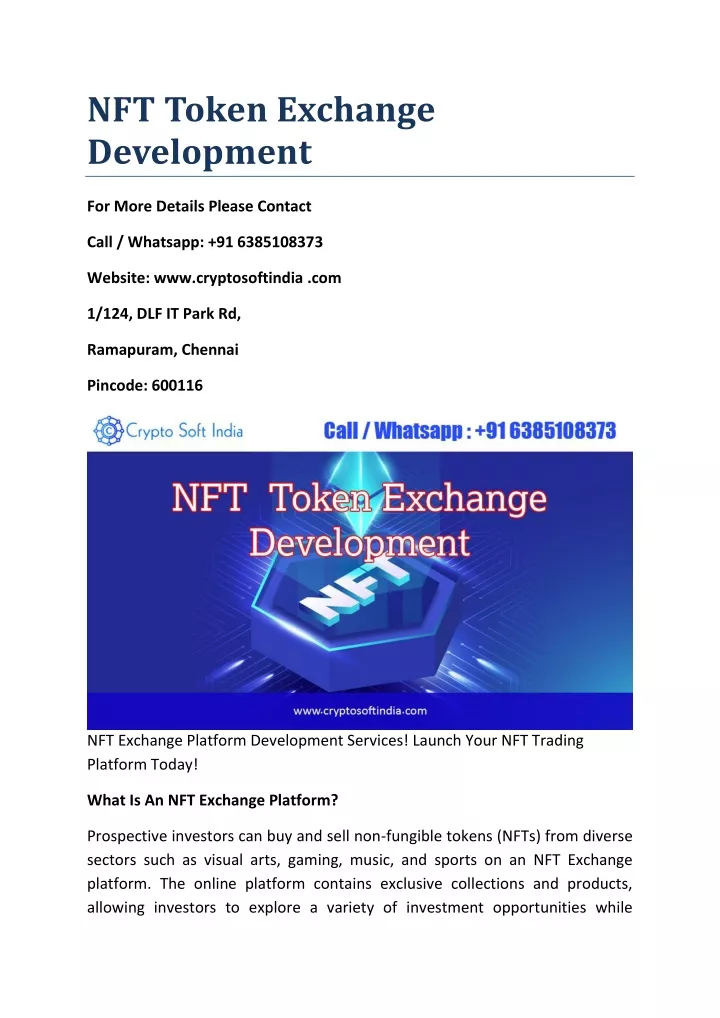 nft token exchange development