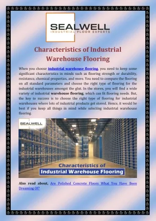 Characteristics of Industrial Warehouse Flooring