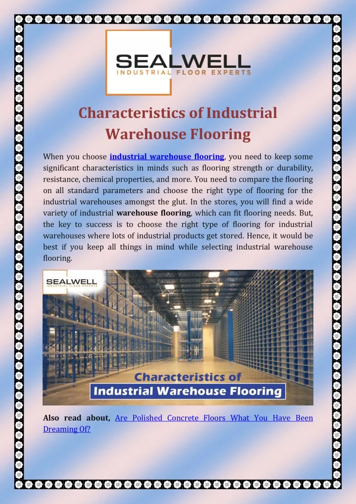 characteristics of industrial warehouse flooring