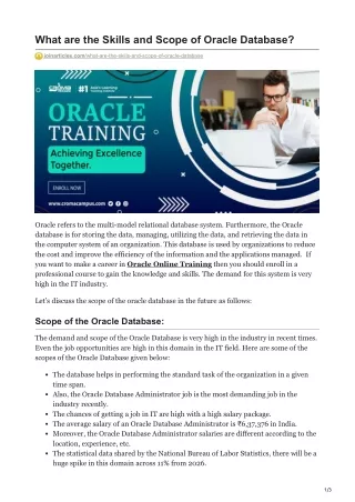 what are the skills and scope of oracle database