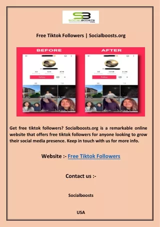 Free Tiktok Followers  Socialboosts.org