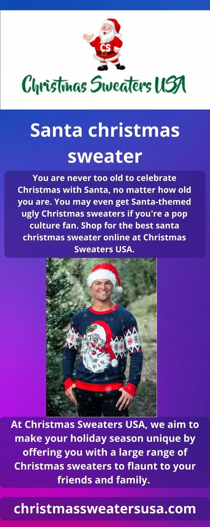 santa christmas sweater you are never