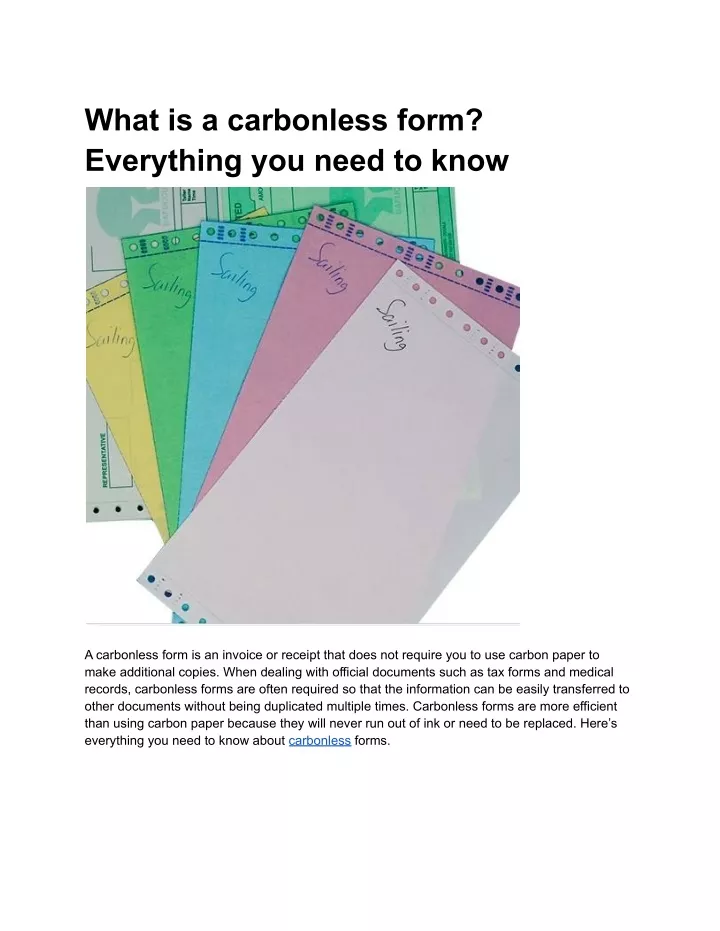 what is a carbonless form everything you need