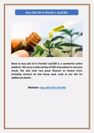 Buy Cbd Oil In Florida | JustCBD