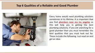 top 6 qualities of a reliable and good plumber