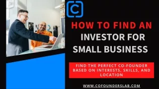 How To Find An  Investor For Small Business