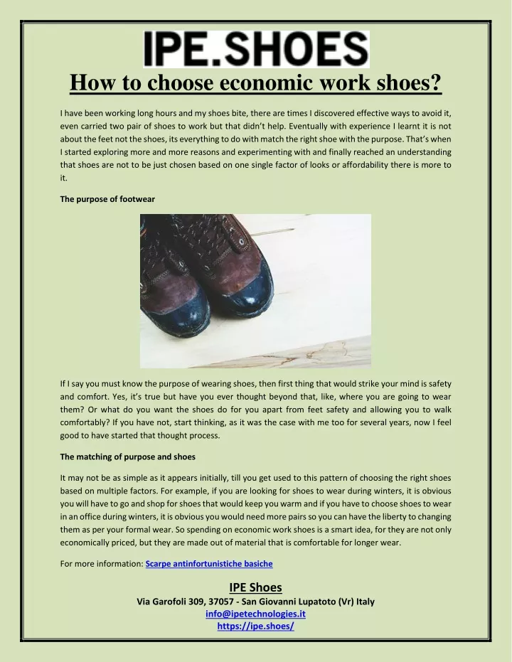 how to choose economic work shoes