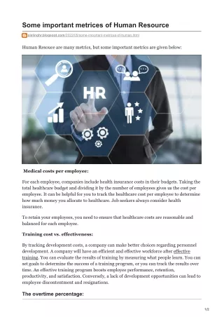 some important metrices of human resource