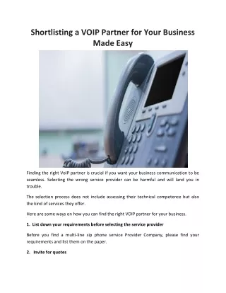 Shortlisting a VOIP Partner for Your Business Made Easy