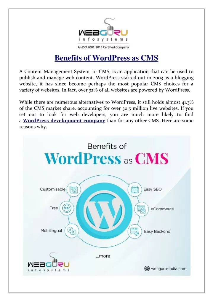 benefits of wordpress as cms