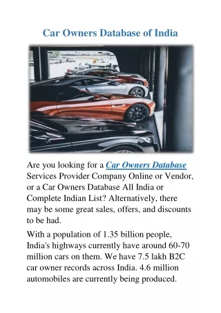 Car Owners Database of India