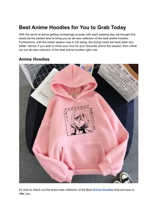 Best Anime Hoodies for You to Grab Today