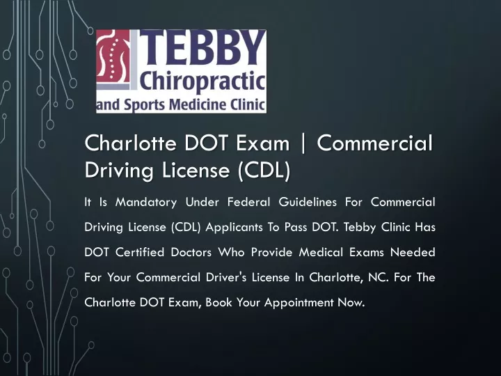 charlotte dot exam commercial driving license cdl