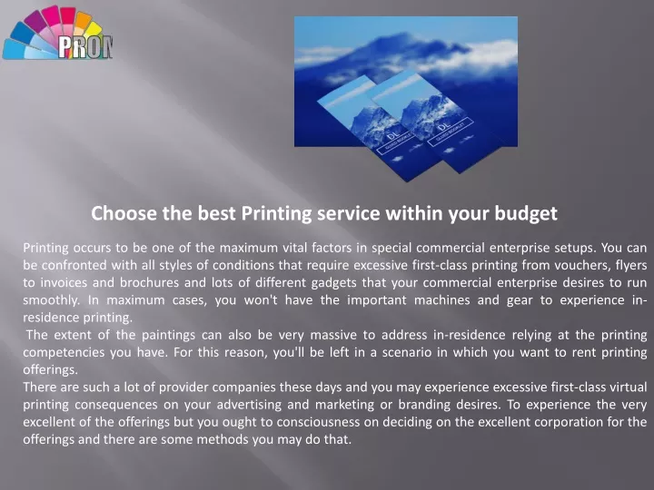 choose the best printing service within your