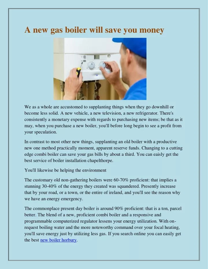 a new gas boiler will save you money