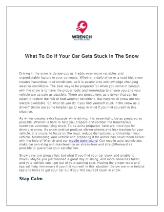 What To Do If Your Car Gets Stuck In The Snow