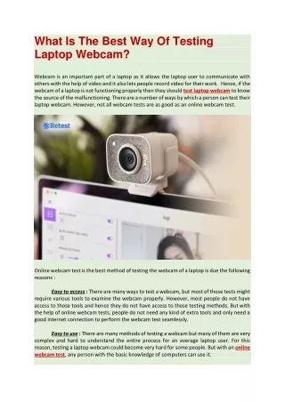 what is the best way of testing laptop webcam