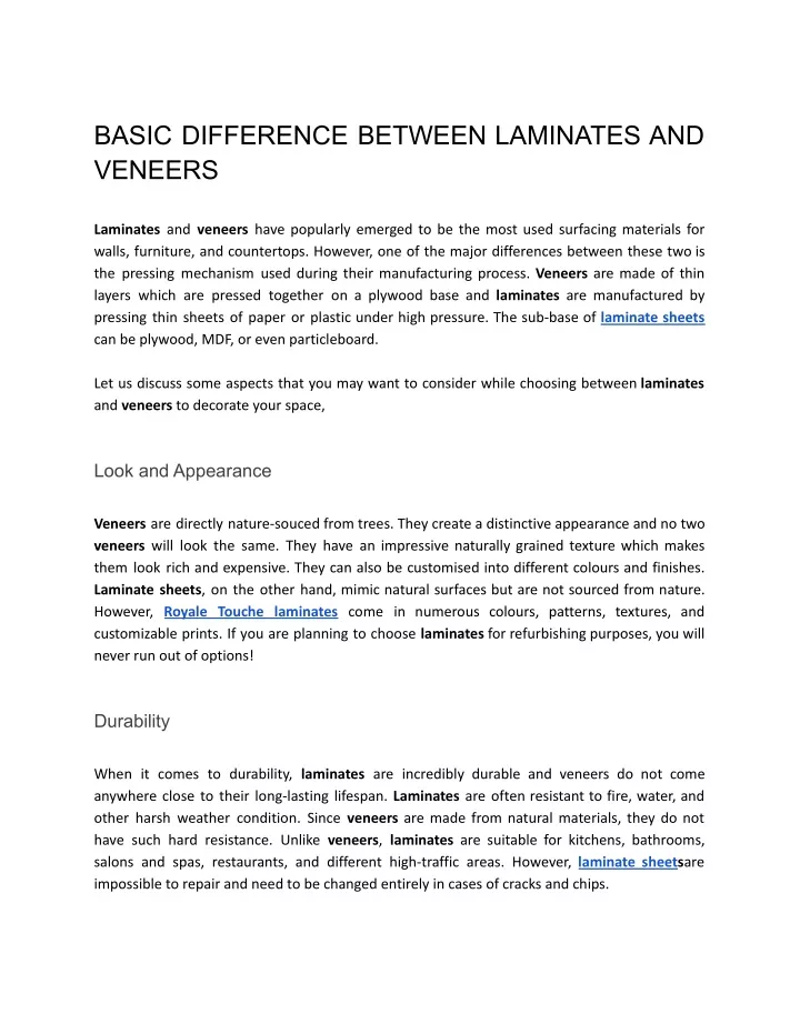 basic difference between laminates and veneers