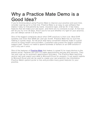 why a practice mate demo is a good idea