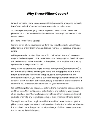 why throw pillow covers